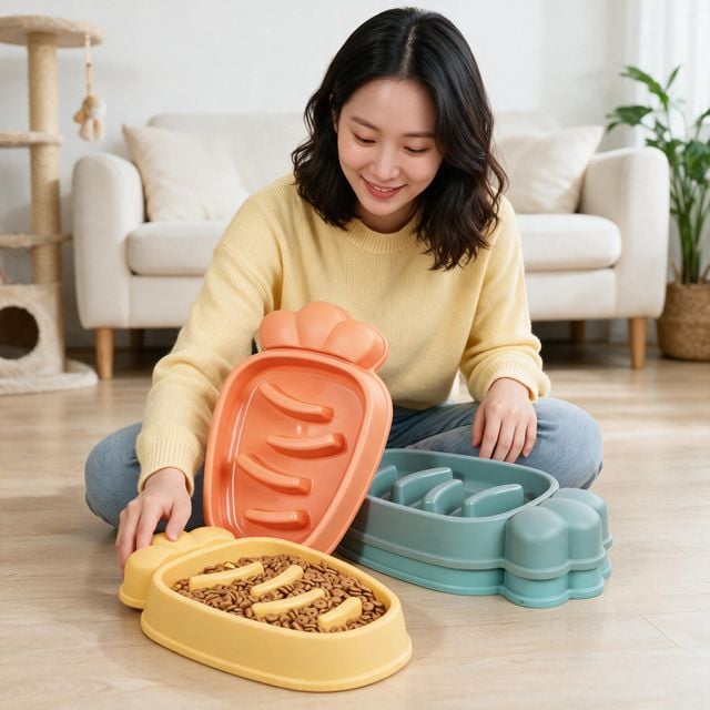 반려견 반려동물 슬로우 식기 강아지 급체 방지 펫 급식기 사료 그릇 볼