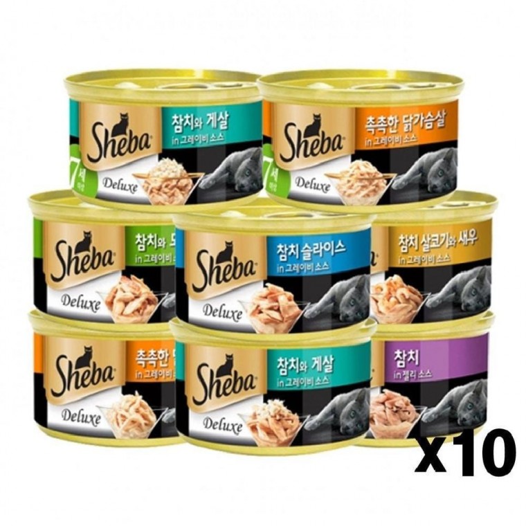 쉬바 고양이 캔 간식 85g 10개 촉촉한 통조림 습식 사료 간식캔