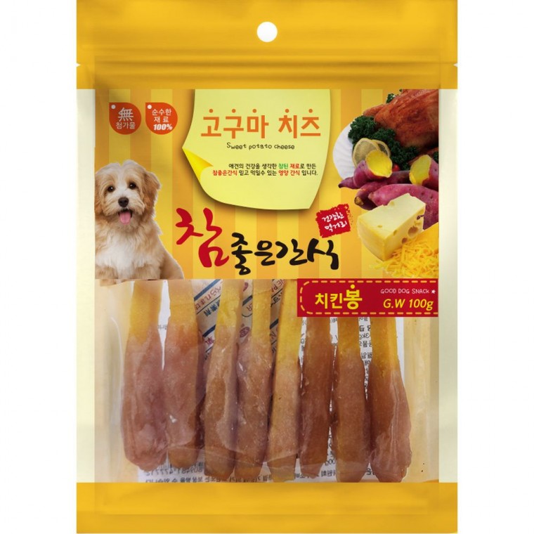 헬로도기 강아지 간식 치킨봉 고구마치즈 100g 반려견 수제 트릿