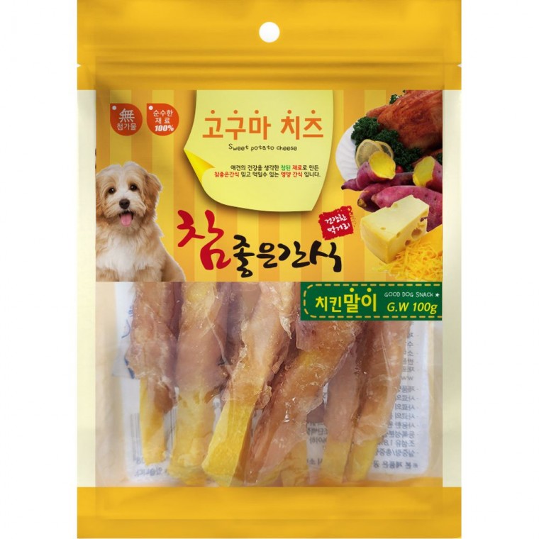 헬로도기 강아지 간식 치킨 고구마 치즈말이 100g 반려견 수제 트릿