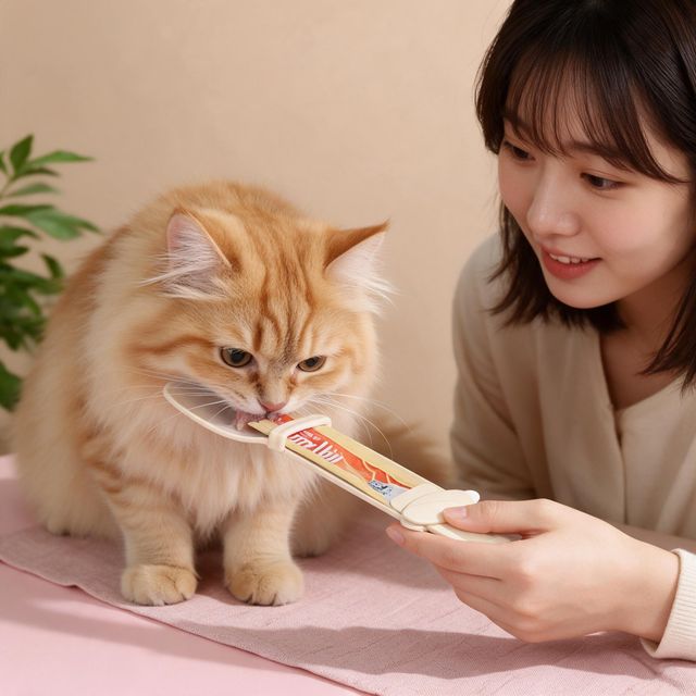 고양이 간식 스푼 츄르 압출기 짜먹이는 스틱 홀더 급여 도구 반려묘