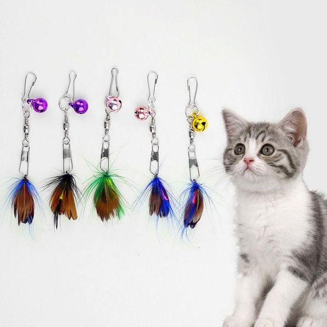 낚싯대 방울 사냥놀이 토이 고양이 낚시대 깃털 꼬리 1개