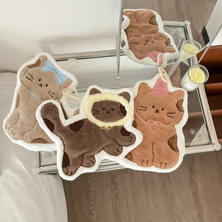 고양이 주방 핸드타올 고리수건 어린이집 준비물 극세사 욕실 화장실